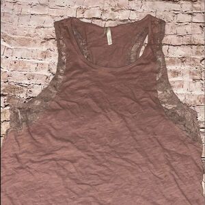 Lace Trim Racerback Tank w/Wide Arm Holes